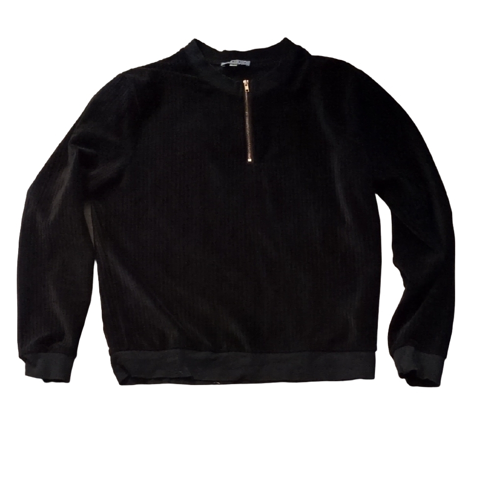 Meli 1/4 Zip Ribbed Pullover Top Size Large